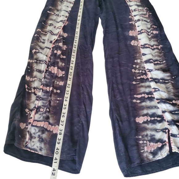 YOUNG FABULOUS & BROKE Grey Pink Tie Dye Side Split Wide-Leg Pants Women's SZ L‎ - Picture 10 of 11